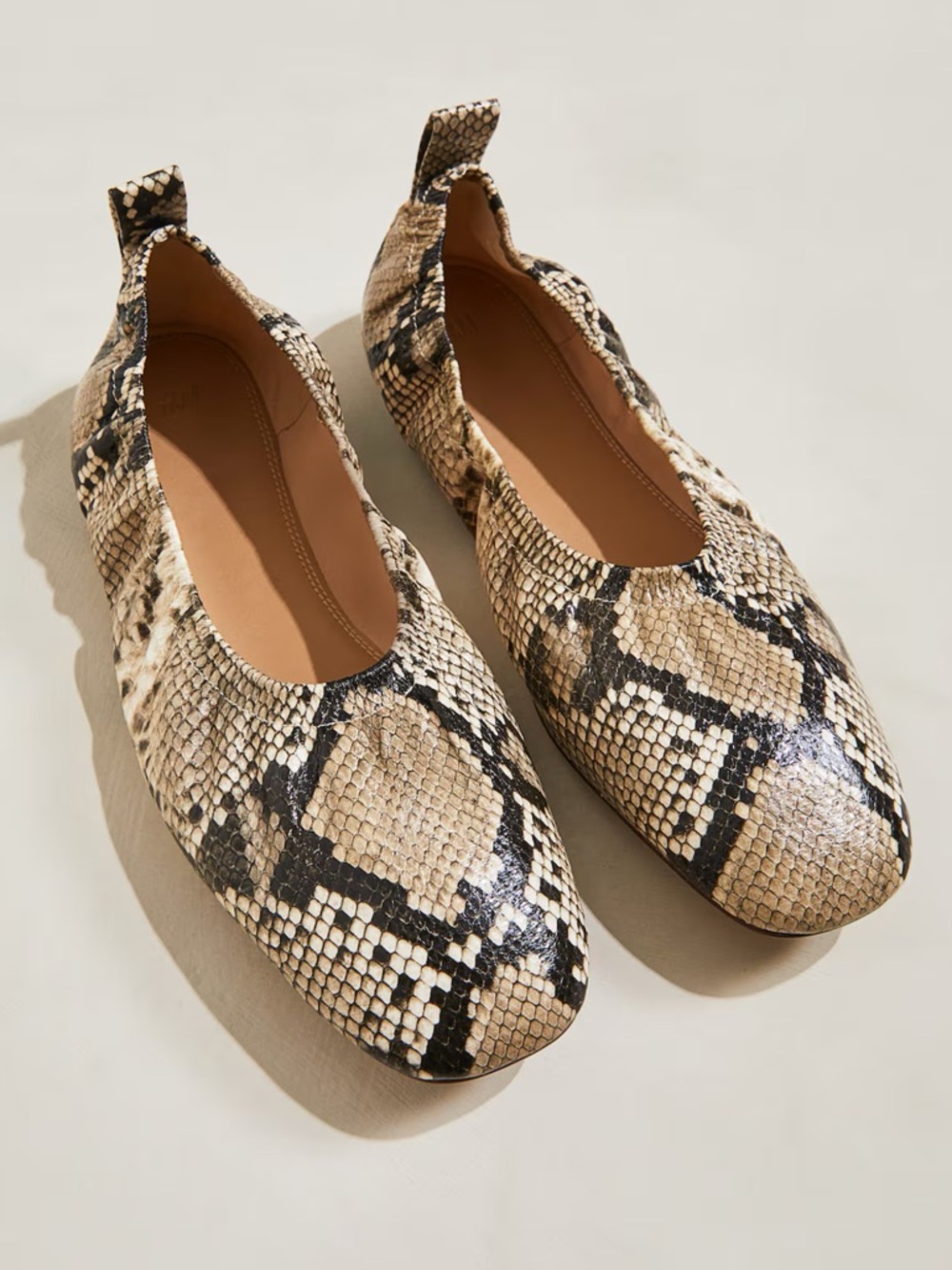H&M Beige/snakeskin-patterned BALLET FLATS